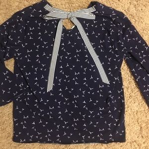 Vintage bird blouse navy